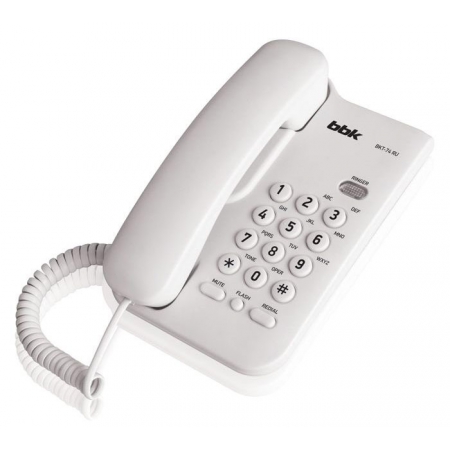 телефон проводной bbk bkt-74 ru белый(bkt-74 ru w)